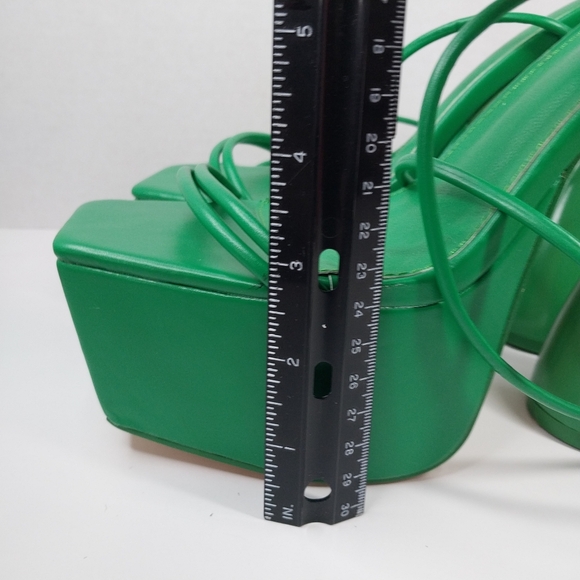Public Desire Size 8 Anabele Green Pu Lace Up Cylinder Platform Heels Shoes - Picture 6 of 16
